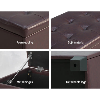 Artiss Leather Storage Ottoman - Brown