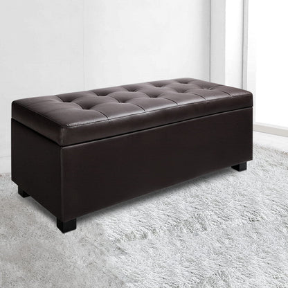 Artiss Leather Storage Ottoman - Brown