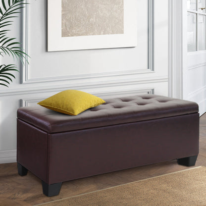 Artiss Leather Storage Ottoman - Brown