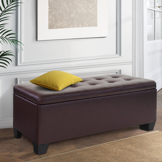 Artiss Leather Storage Ottoman - Brown