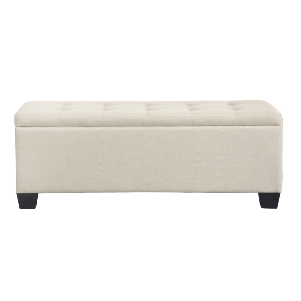 Artiss Large Fabric Storage Ottoman - Beige
