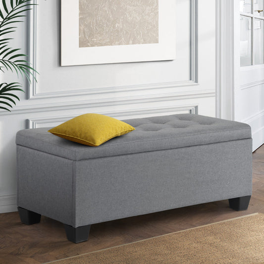 Artiss Large Fabric Storage Ottoman - Grey
