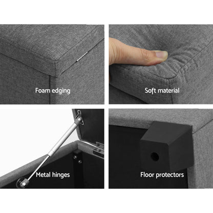Artiss Large Fabric Storage Ottoman - Grey