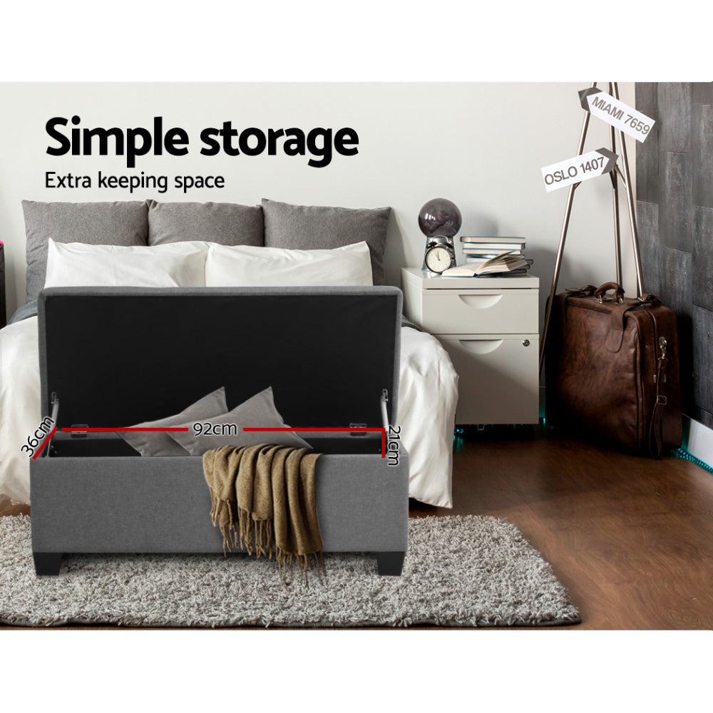 Artiss Large Fabric Storage Ottoman - Grey