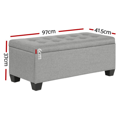 Artiss Large Fabric Storage Ottoman - Light Grey
