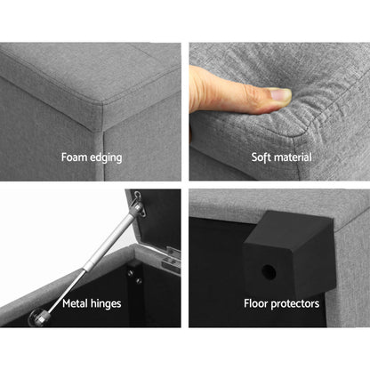 Artiss Large Fabric Storage Ottoman - Light Grey