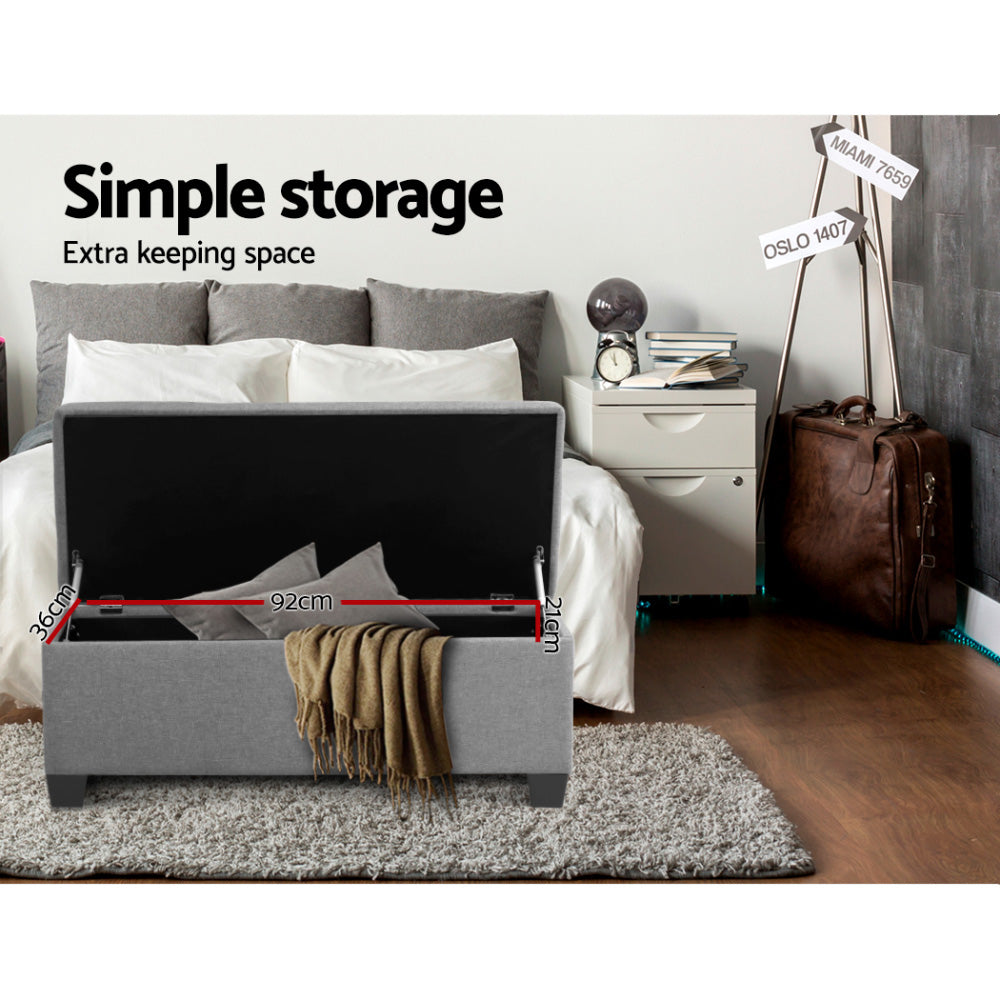 Artiss Large Fabric Storage Ottoman - Light Grey