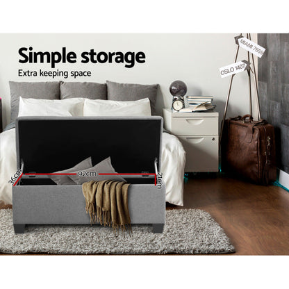 Artiss Large Fabric Storage Ottoman - Light Grey