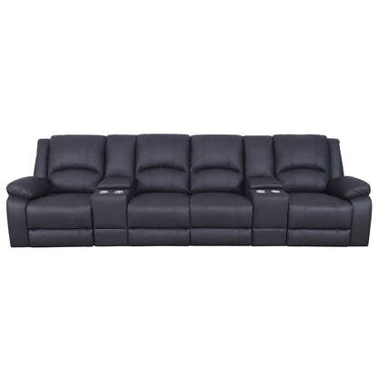 Presscot Rhino Fabric 4 Seater Recliner Electric Sofa - Onyx