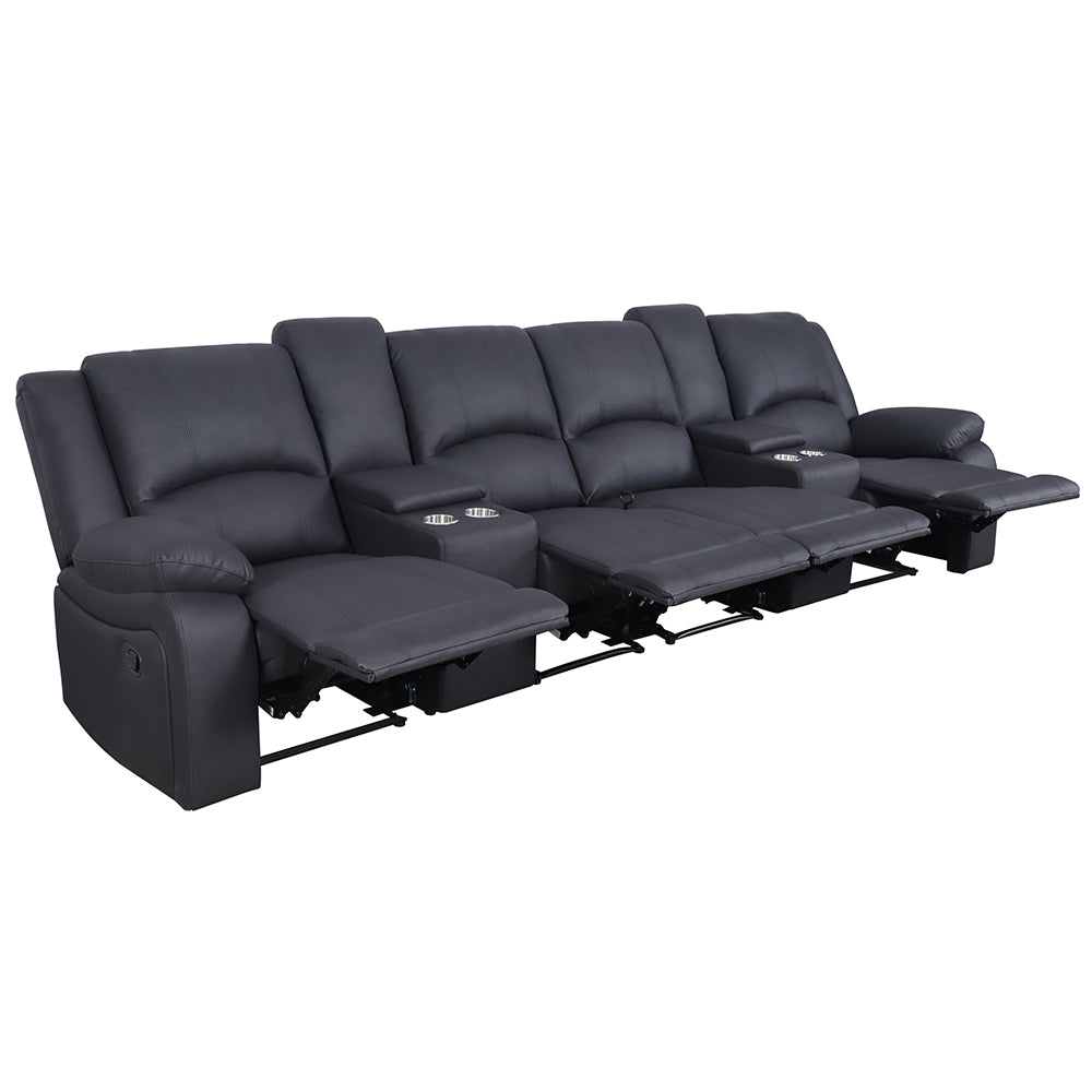 Presscot Rhino Fabric 4 Seater Recliner Electric Sofa - Onyx