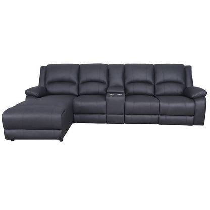 Captain Fabric Recliner RHF 3 Seater Chaise Lounge Sofa - Onyx