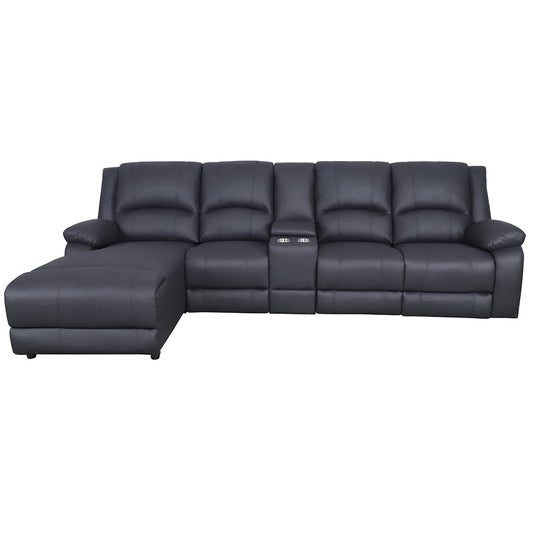 Captain Fabric Recliner RHF 3 Seater Chaise Lounge Sofa - Onyx