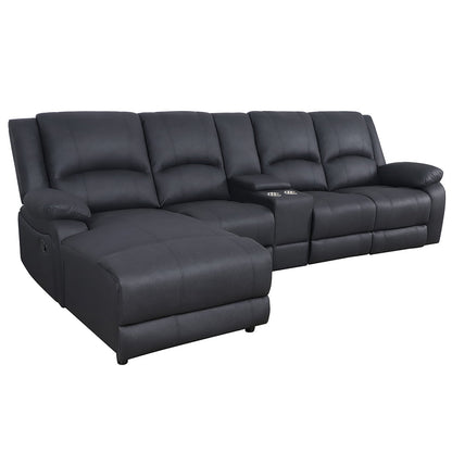 Captain Fabric Recliner RHF 3 Seater Chaise Lounge Sofa - Onyx