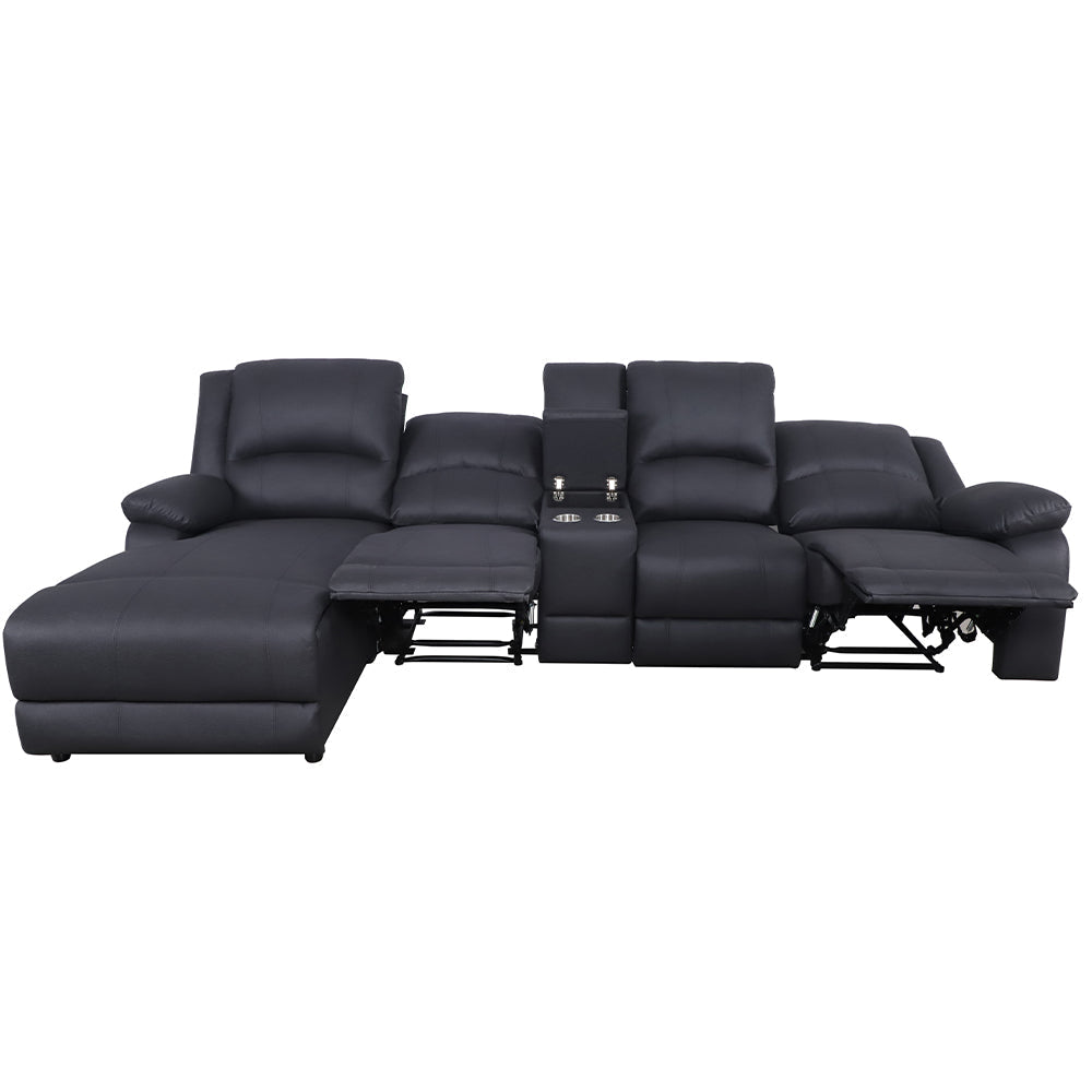 Captain Fabric Recliner RHF 3 Seater Chaise Lounge Sofa - Onyx