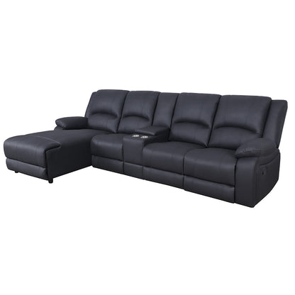 Captain Fabric Recliner RHF 3 Seater Chaise Lounge Sofa - Onyx