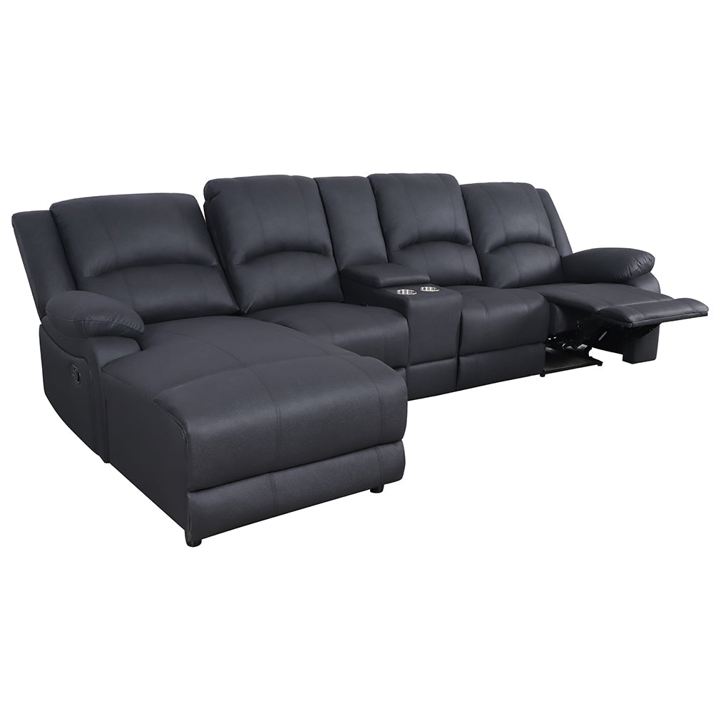 Captain Fabric Recliner RHF 3 Seater Chaise Lounge Sofa - Onyx