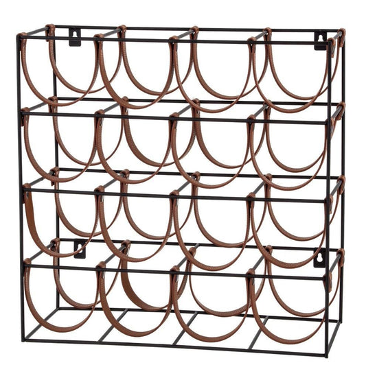 Orell 16 Bottles PU Leather Wine Rack - Tan
