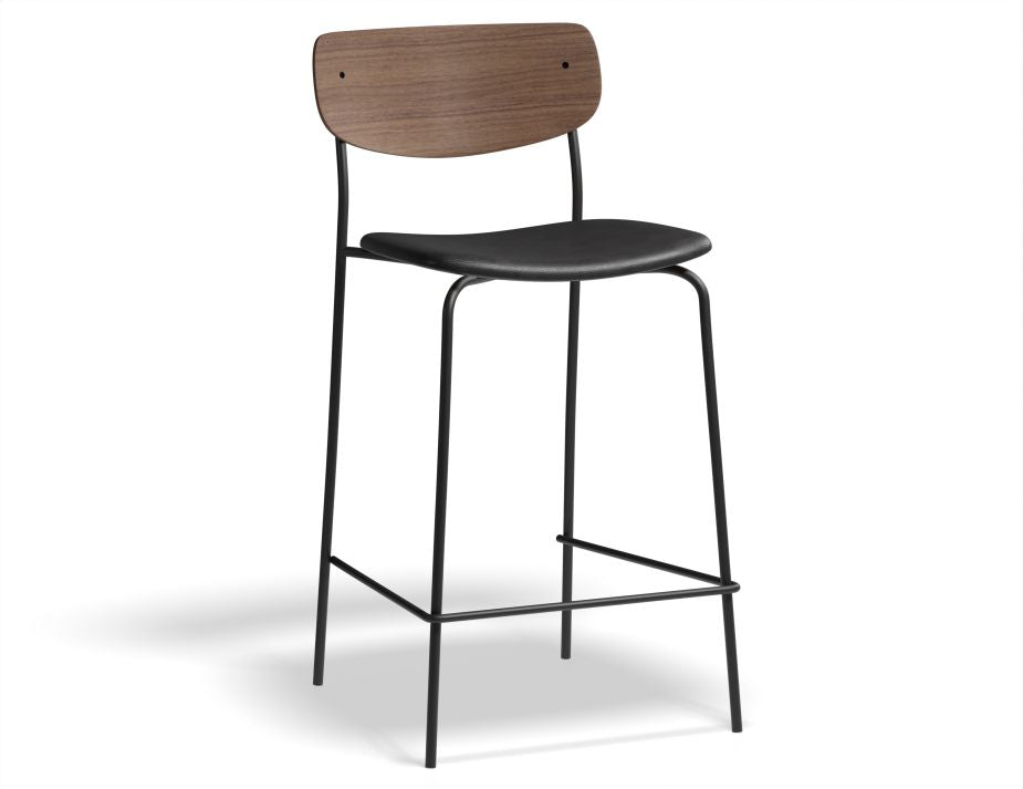 Rylie Stool Padded Seat with Walnut Backrest