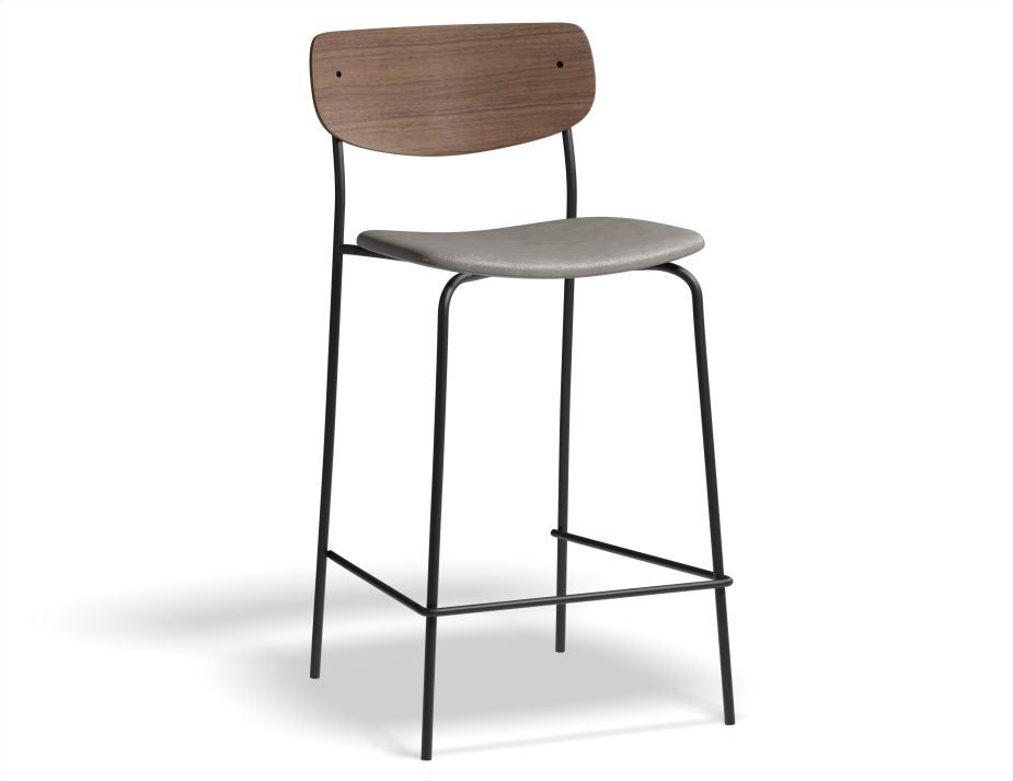 Rylie Stool Padded Seat with Walnut Backrest