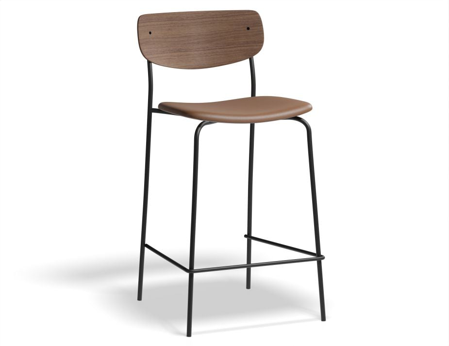 Rylie Stool Padded Seat with Walnut Backrest