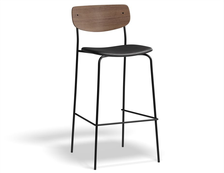 Rylie Stool Padded Seat with Walnut Backrest