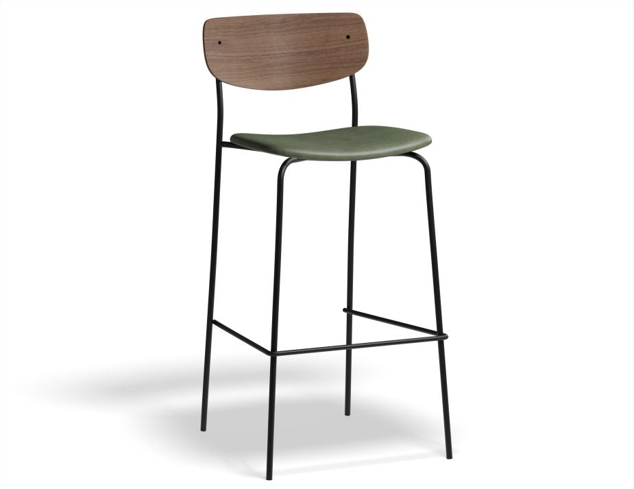 Rylie Stool Padded Seat with Walnut Backrest