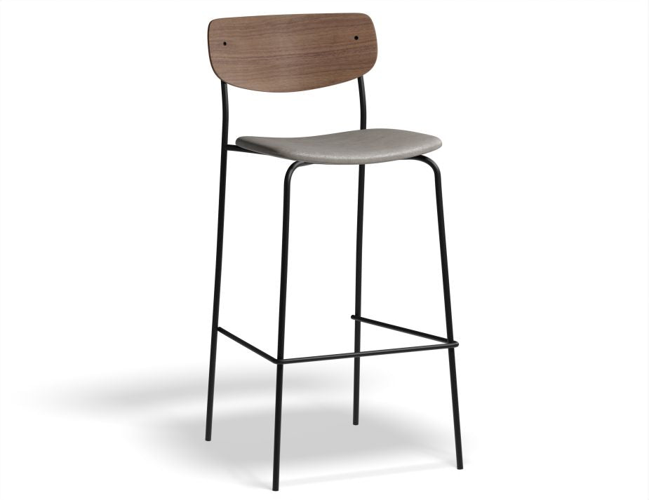 Rylie Stool Padded Seat with Walnut Backrest