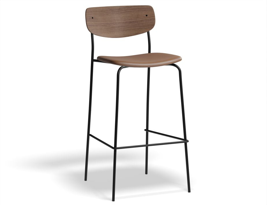 Rylie Stool Padded Seat with Walnut Backrest