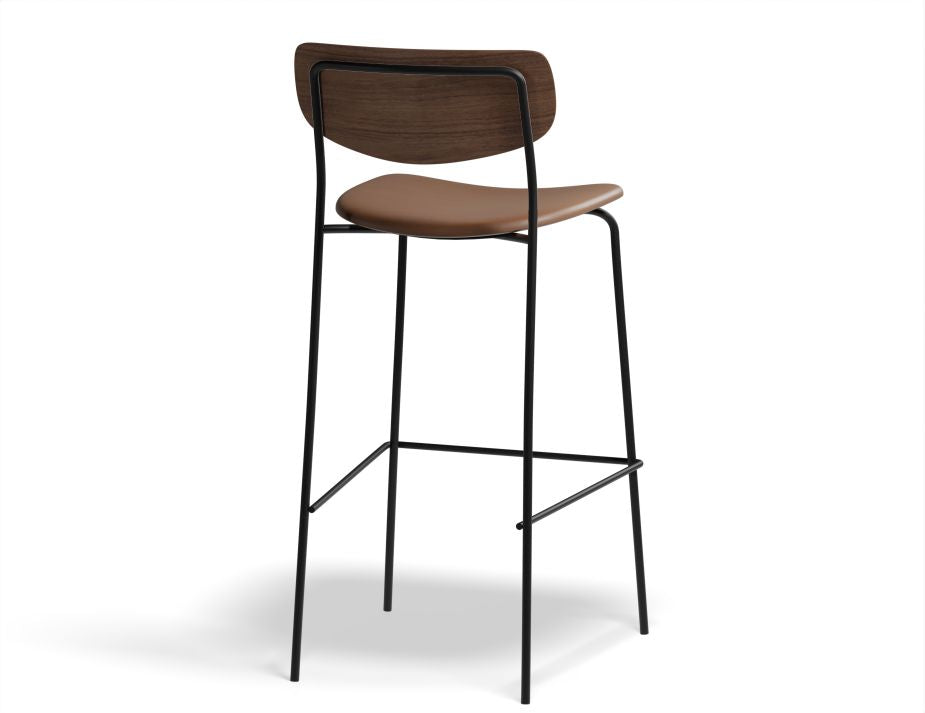 Rylie Stool Padded Seat with Walnut Backrest