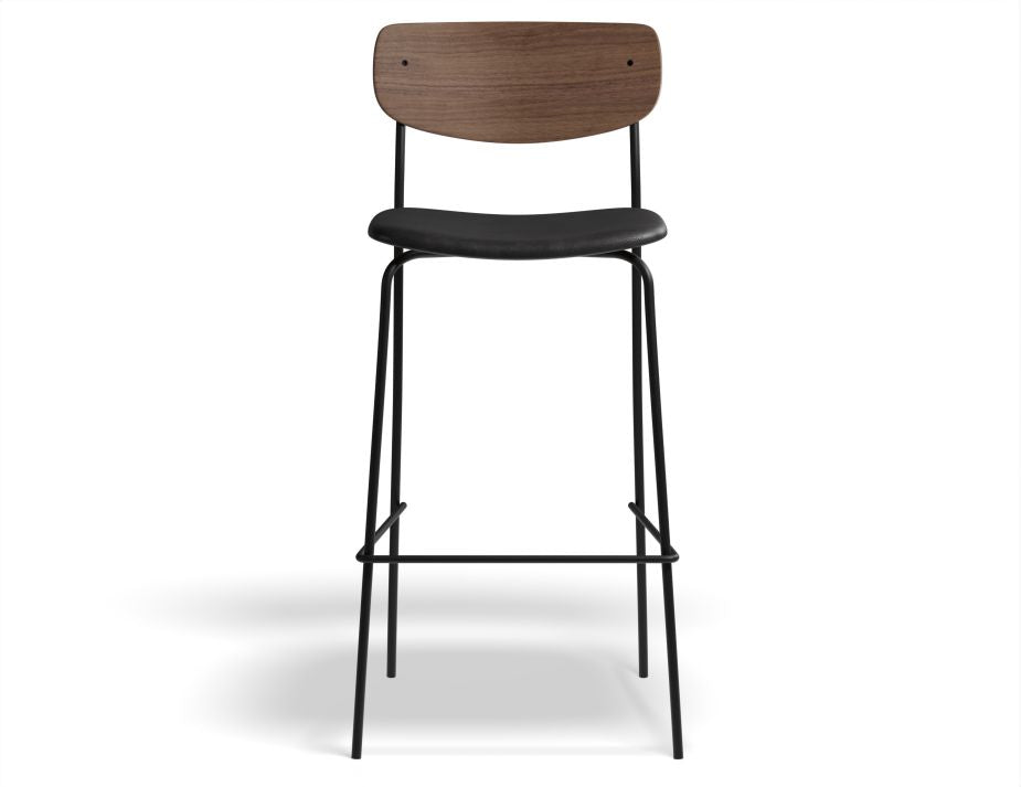 Rylie Stool Padded Seat with Walnut Backrest