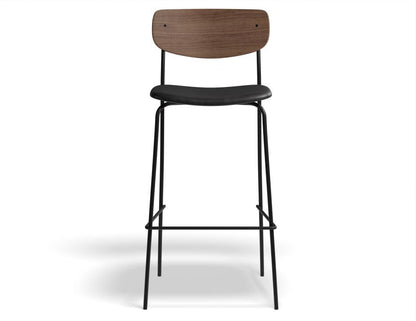 Rylie Stool Padded Seat with Walnut Backrest