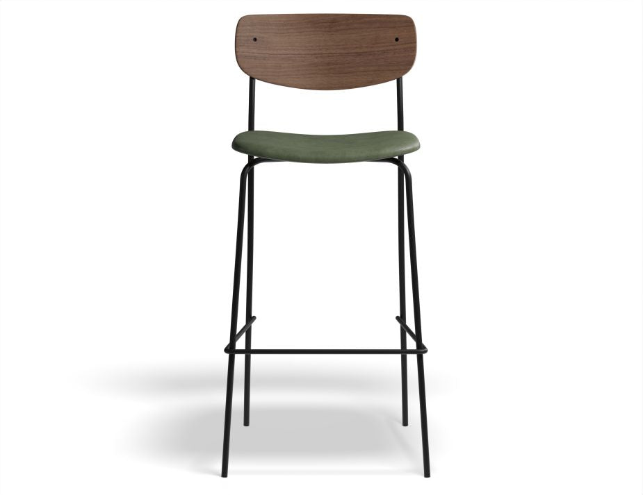 Rylie Stool Padded Seat with Walnut Backrest