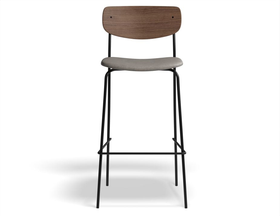 Rylie Stool Padded Seat with Walnut Backrest