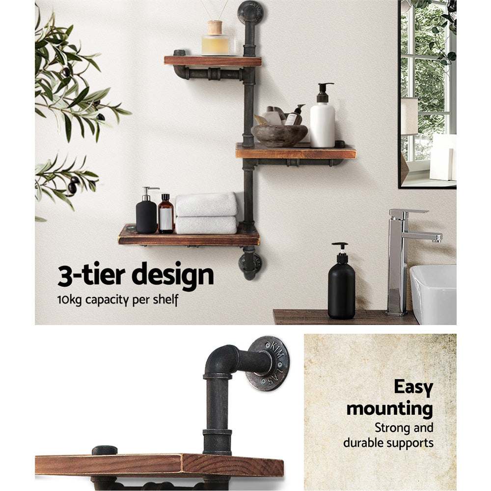 Display Shelves Bookshelf Pipe Shelf Rustic Industrial Floating Wall Shelves DIY Brackets