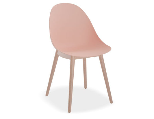 Pebble Chair Soft Pink with Shell Seat - Natural Beechwood Base