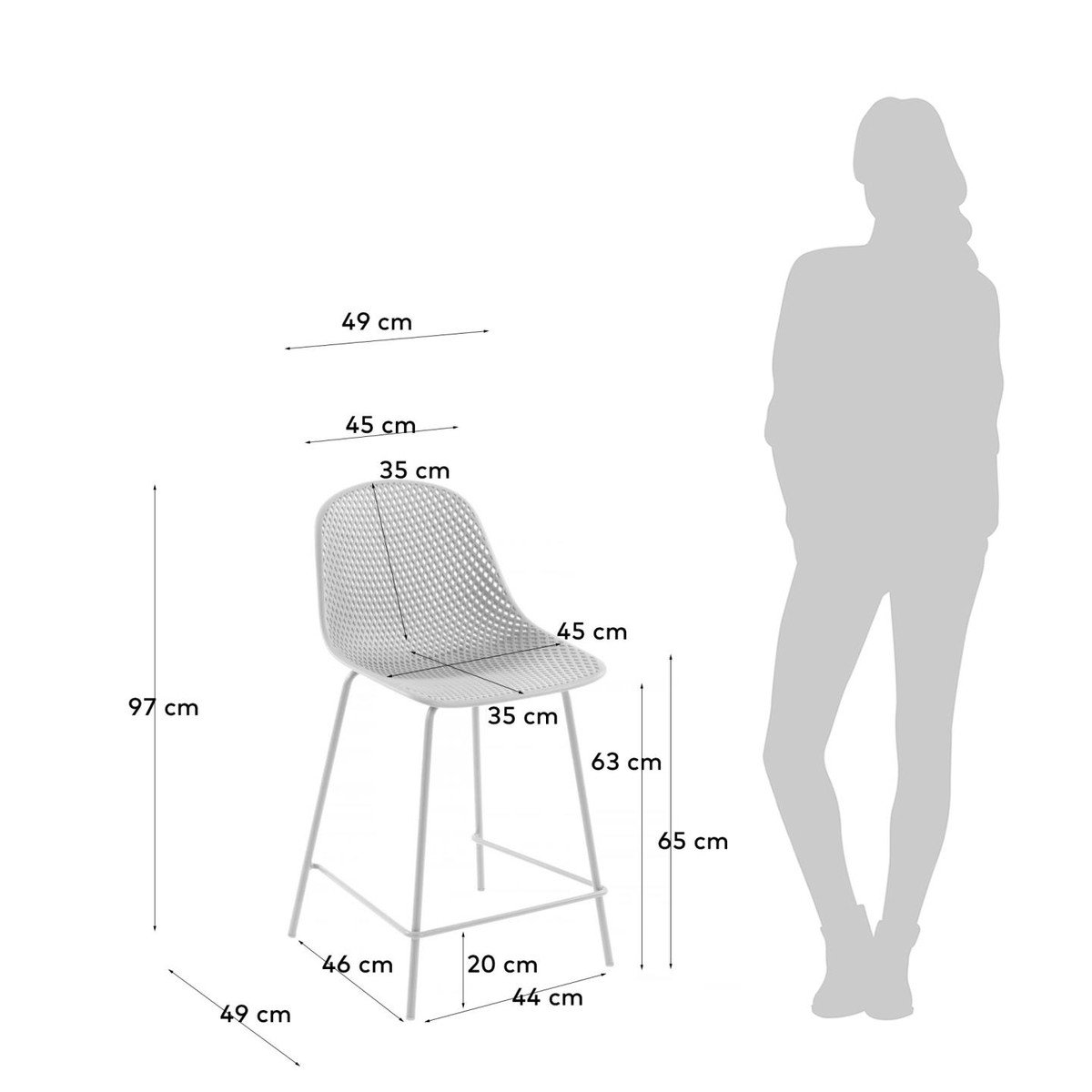 Quinby Outdoor Bar Stool - White