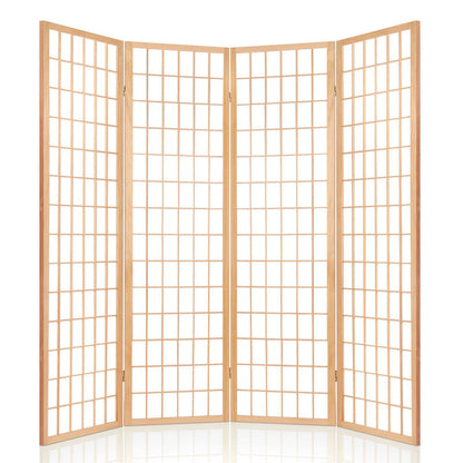 Artiss 4 Panel Room Divider Screen 174x179cm Natural