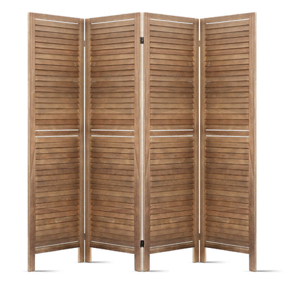 Artiss 4 Panel Room Divider Screen 160x170cm Louver Oak