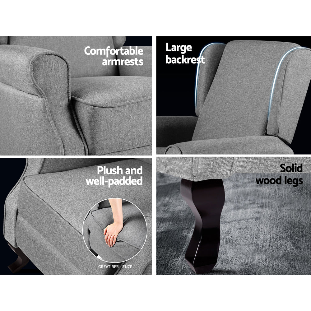 Artiss Recliner Chair - Fabric Grey