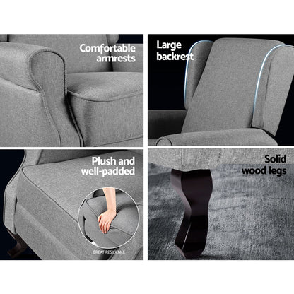 Artiss Recliner Chair - Fabric Grey