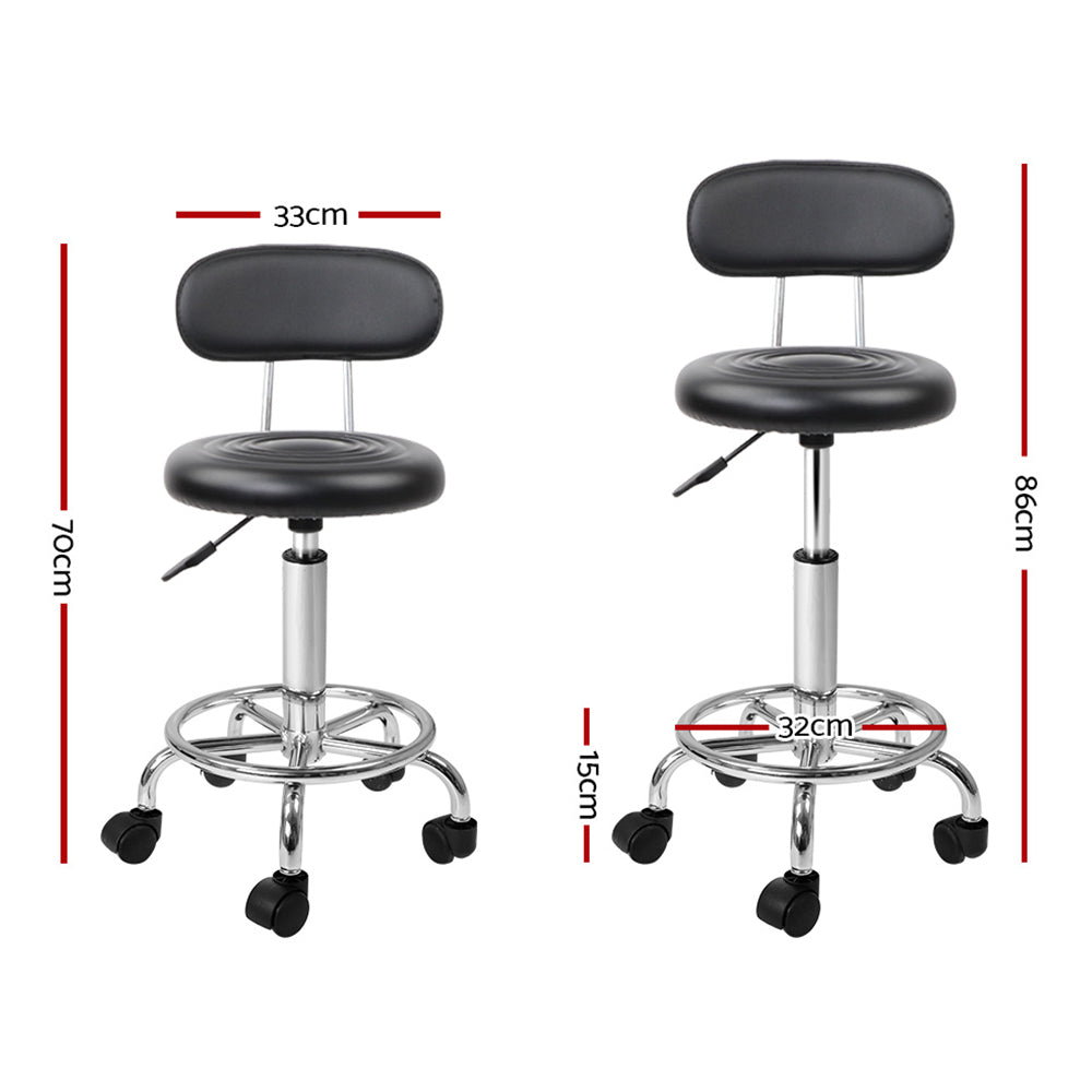 Artiss 2x Salon Stool Swivel Chair Backrest Black