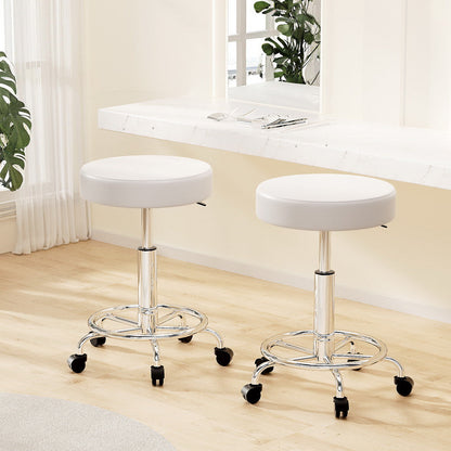 Artiss 2x Salon Stool Round Swivel Chair White