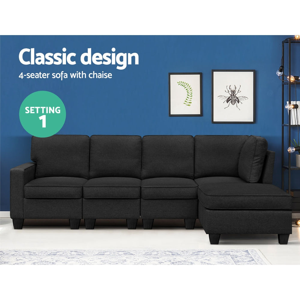 Artiss Sofa Lounge Set 5 - Dark Grey