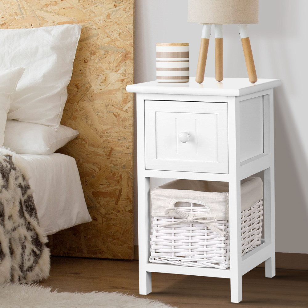 2 PCS Ariss Bedside Table - White