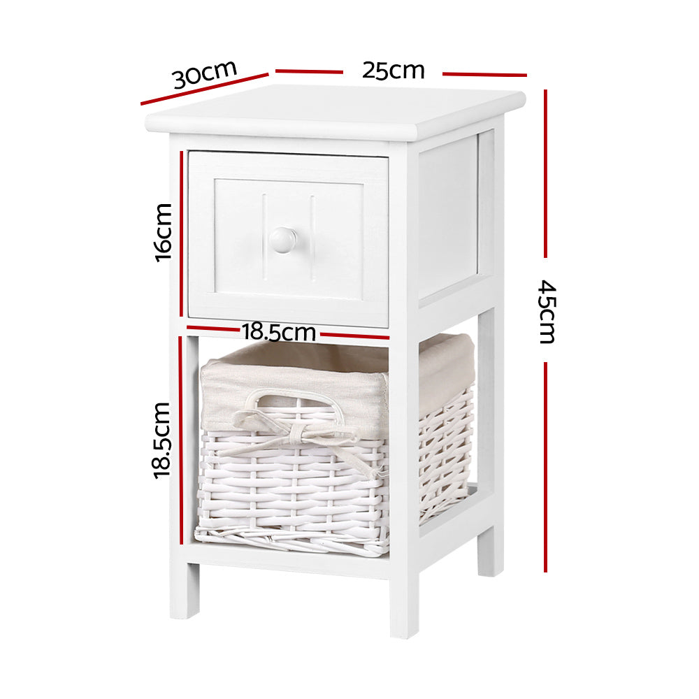 2 PCS Ariss Bedside Table - White
