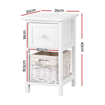 2 PCS Ariss Bedside Table - White