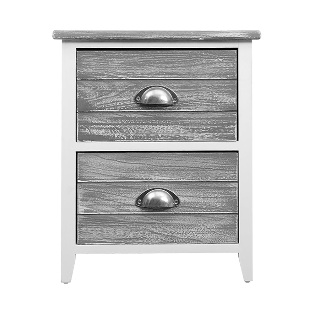 RETURNS STOCK - BRAND NEW - 2x Bedside Table Nightstands 2 Drawers Storage Cabinet Bedroom Side Grey