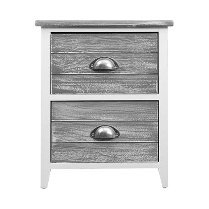 RETURNS STOCK - BRAND NEW - 2x Bedside Table Nightstands 2 Drawers Storage Cabinet Bedroom Side Grey