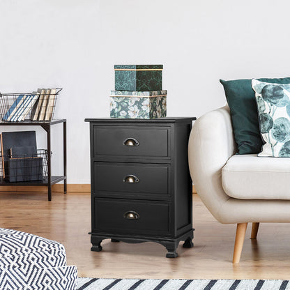Artiss Vintage Bedside Table Chest Storage Cabinet Nightstand Black