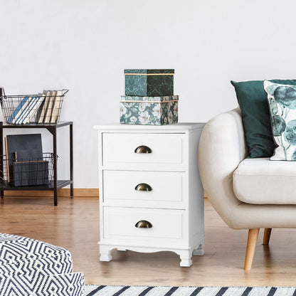 Artiss Vintage Bedside Table Chest Storage Cabinet Nightstand White